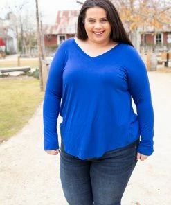Boutique Simplified 1X Everyday Long Sleeve Tee In Royal Blue 12 Boutique Simplified 1X Everyday Long Sleeve Tee In Royal Blue