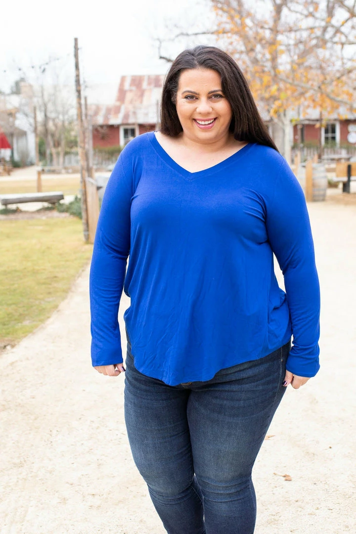 Boutique Simplified 1X Everyday Long Sleeve Tee In Royal Blue 6 Boutique Simplified 1X Everyday Long Sleeve Tee In Royal Blue