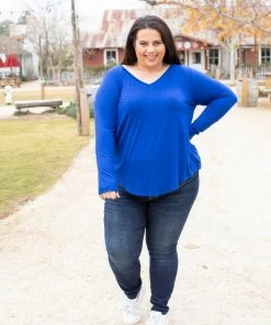 Boutique Simplified 1X Everyday Long Sleeve Tee In Royal Blue 13 Boutique Simplified 1X Everyday Long Sleeve Tee In Royal Blue
