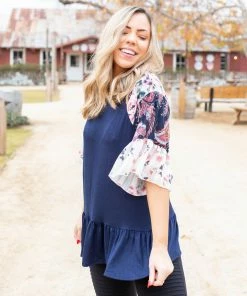 Boutique Simplified Full Clarity Ruffle Sleeve Top