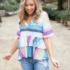Boutique Simplified Over The Rainbow Ruffled Peplum