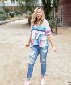 Boutique Simplified Over The Rainbow Ruffled Peplum 14 Boutique Simplified Over The Rainbow Ruffled Peplum