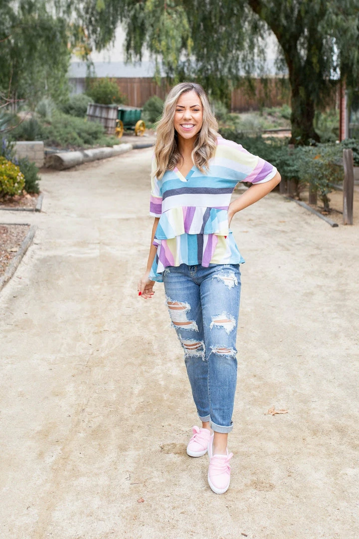 Boutique Simplified Over The Rainbow Ruffled Peplum 7 Boutique Simplified Over The Rainbow Ruffled Peplum