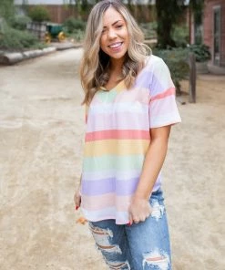 Boutique Simplified Spring Break Short Sleeve Top