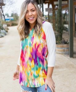 Boutique Simplified XL Kaleidoscope Raglan Top