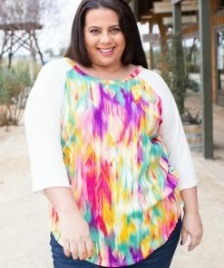 Boutique Simplified XL Kaleidoscope Raglan Top