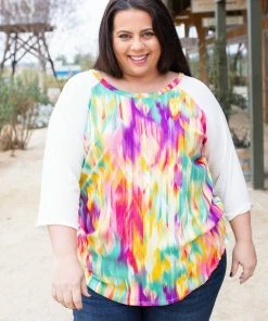 Boutique Simplified XL Kaleidoscope Raglan Top