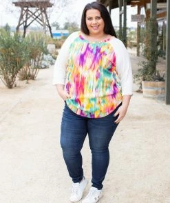 Boutique Simplified XL Kaleidoscope Raglan Top