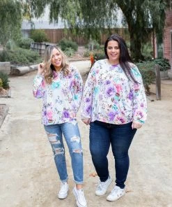 Boutique Simplified Lavender Blooms Bishop Sleeve Top 14 Boutique Simplified Lavender Blooms Bishop Sleeve Top