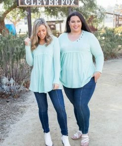 Boutique Simplified Mint Julep Babydoll Tunic