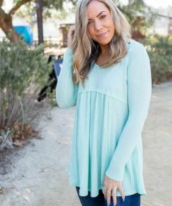Boutique Simplified Mint Julep Babydoll Tunic