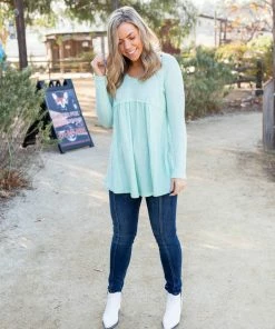 Boutique Simplified Mint Julep Babydoll Tunic