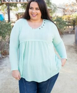 Boutique Simplified Mint Julep Babydoll Tunic