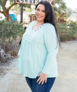 Boutique Simplified Mint Julep Babydoll Tunic