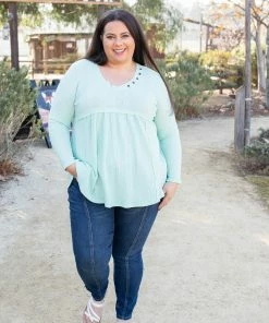 Boutique Simplified Mint Julep Babydoll Tunic