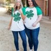 Boutique Simplified Shamrock On Raglan Top