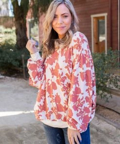 Boutique Simplified Vintage Floral Reversible Pullover
