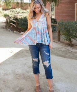 Boutique Simplified Patched To Perfection Tank Top