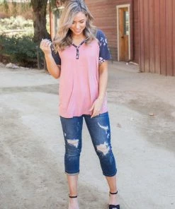 Boutique Simplified Rosey Posey Short Sleeve Raglan