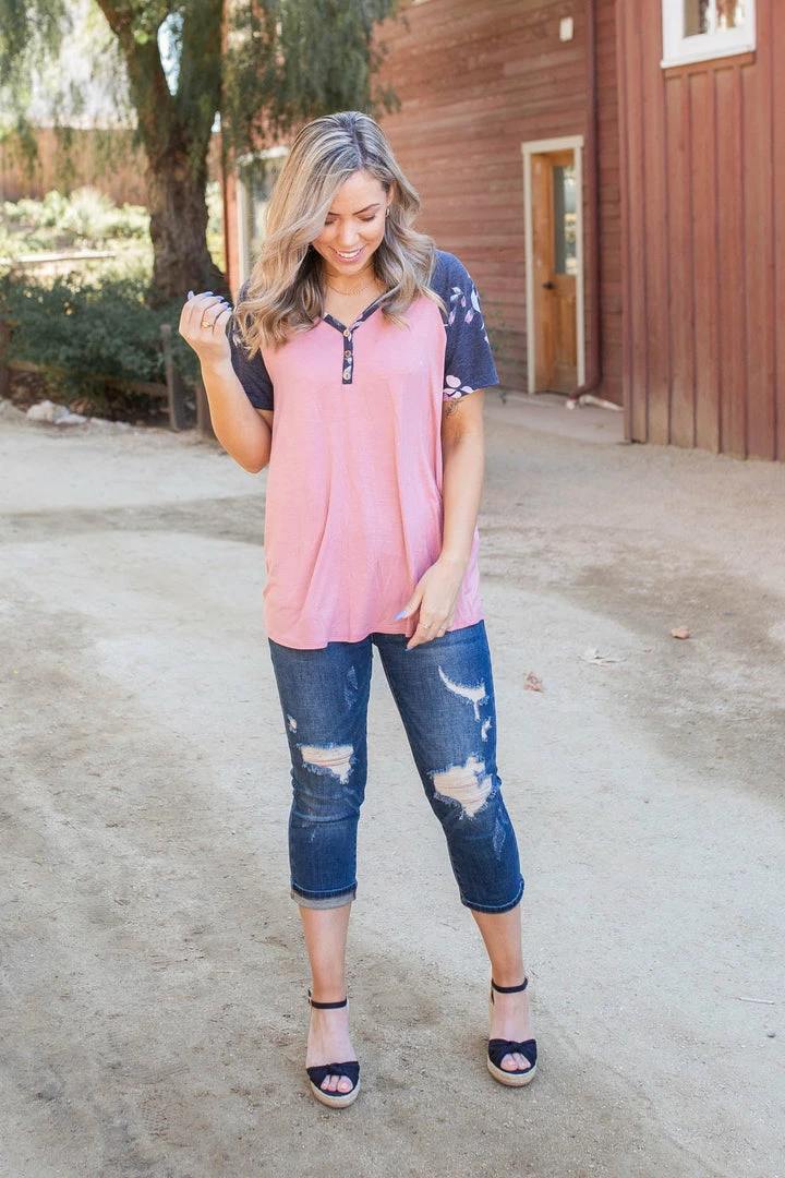 Boutique Simplified Rosey Posey Short Sleeve Raglan 2 Boutique Simplified Rosey Posey Short Sleeve Raglan