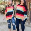 Boutique Simplified Rainbow In The Night Short Sleeve Top