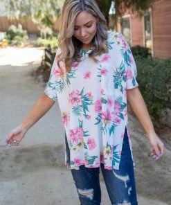 Boutique Simplified Tropical Dreamin Oversized Top