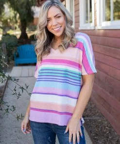 Boutique Simplified Peach Daiquiri Short Sleeve Top