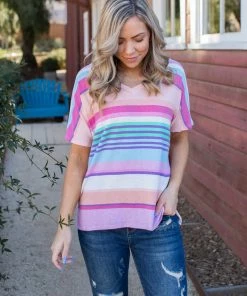 Boutique Simplified Peach Daiquiri Short Sleeve Top