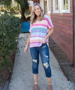 Boutique Simplified Peach Daiquiri Short Sleeve Top