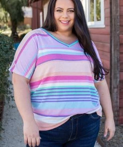 Boutique Simplified Peach Daiquiri Short Sleeve Top