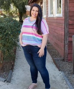 Boutique Simplified Peach Daiquiri Short Sleeve Top