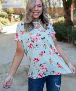 Boutique Simplified Minty Fresh Caged Top