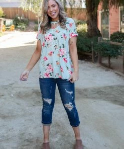 Boutique Simplified Minty Fresh Caged Top