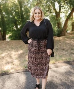 No Ship Drop Ship We See The Magic Pleated Animal Print Midi Skirt