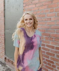 No Ship Drop Ship Cotton Candy Rainbow Tie Dye Top