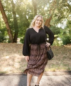 No Ship Drop Ship We See The Magic Pleated Animal Print Midi Skirt