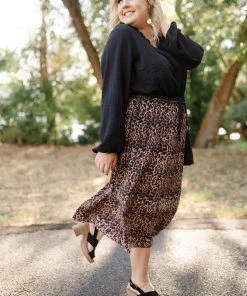 No Ship Drop Ship We See The Magic Pleated Animal Print Midi Skirt