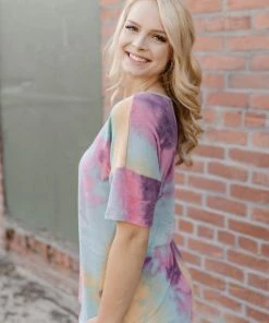 No Ship Drop Ship Cotton Candy Rainbow Tie Dye Top