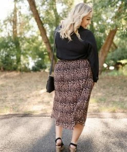 No Ship Drop Ship We See The Magic Pleated Animal Print Midi Skirt