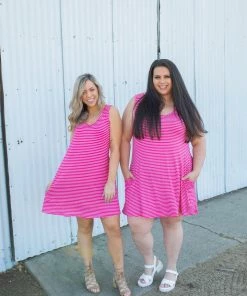 Boutique Simplified Hot To Trot Sleeveless Swing Dress In Hot Pink 3X