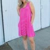 Boutique Simplified Hot To Trot Sleeveless Swing Dress In Hot Pink 3X