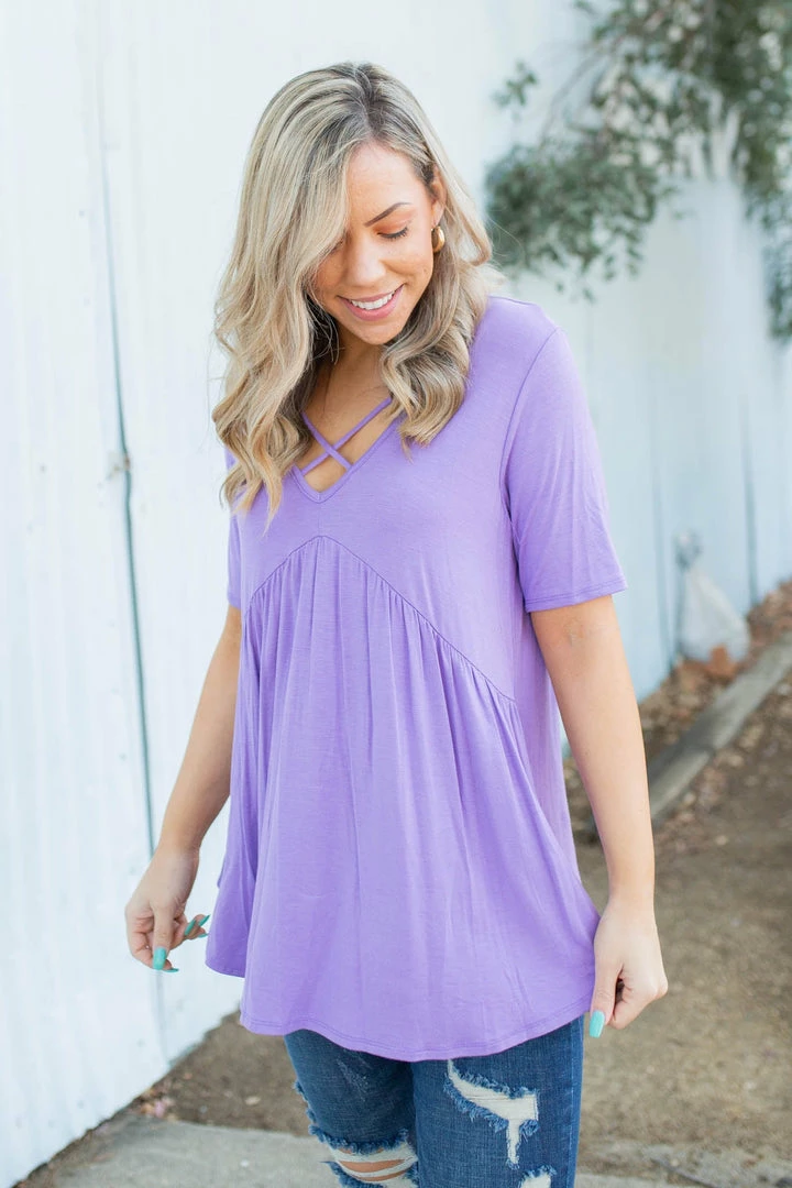 Boutique Simplified Crossroads Babydoll In Lavender 3 Boutique Simplified Crossroads Babydoll In Lavender