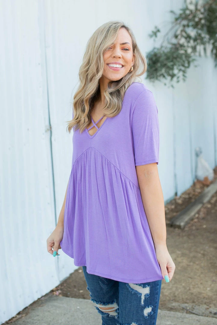Boutique Simplified Crossroads Babydoll In Lavender 5 Boutique Simplified Crossroads Babydoll In Lavender