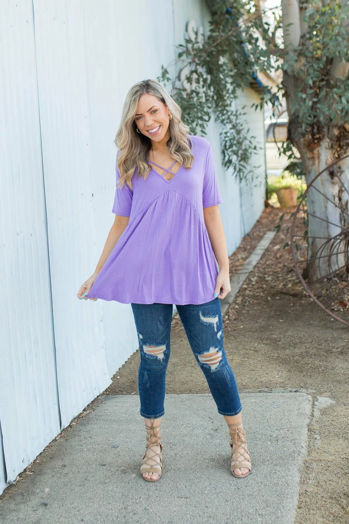Boutique Simplified Crossroads Babydoll In Lavender 2 Boutique Simplified Crossroads Babydoll In Lavender