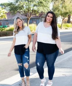 Boutique Simplified Cookies N Cream Colorblock Top