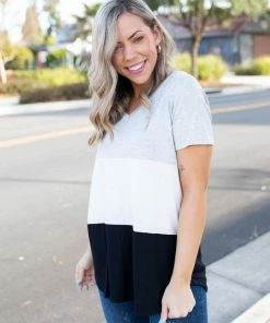 Boutique Simplified Cookies N Cream Colorblock Top