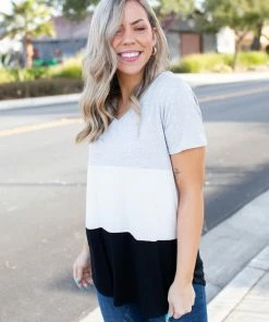 Boutique Simplified Cookies N Cream Colorblock Top