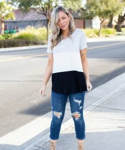 Boutique Simplified Cookies N Cream Colorblock Top