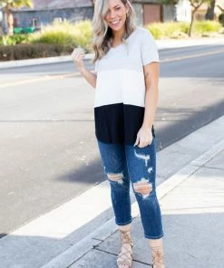 Boutique Simplified Cookies N Cream Colorblock Top