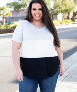Boutique Simplified Cookies N Cream Colorblock Top